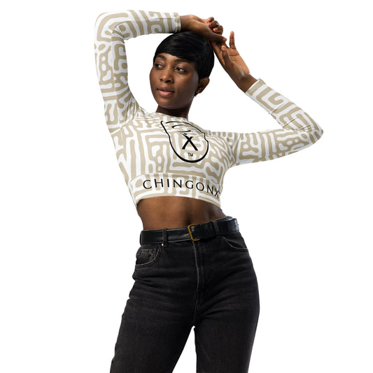 Chingonx Recycled Long sleeve crop top- Crema