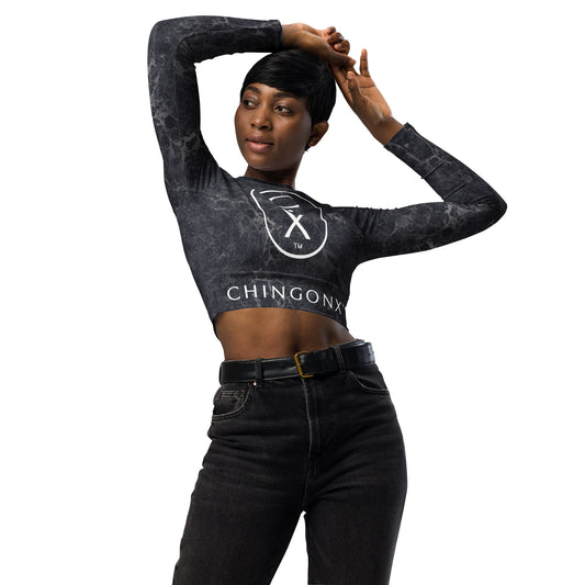 Recycled long-sleeve crop top