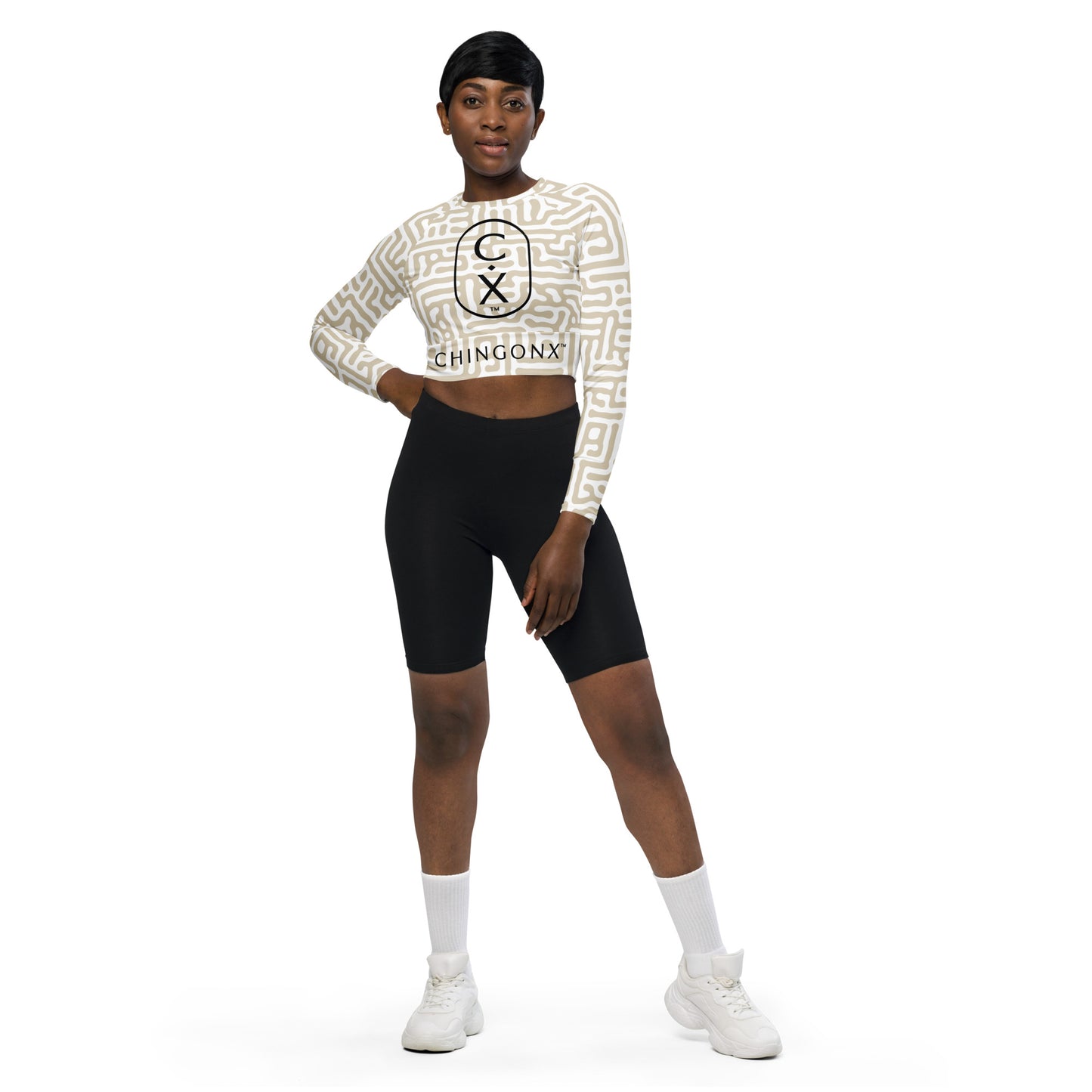 Chingonx Recycled Long sleeve crop top- Crema