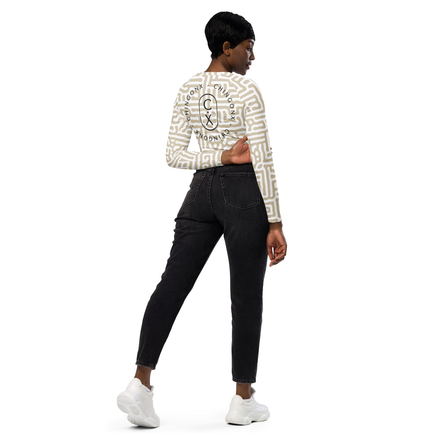 Chingonx Recycled Long sleeve crop top- Crema